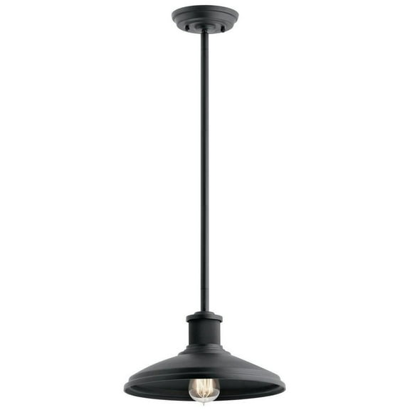1 Light Farmhouse Metal Shade Pendant Light Fixture-Textured Black Finish Bailey Street Home 147-Bel-2748939