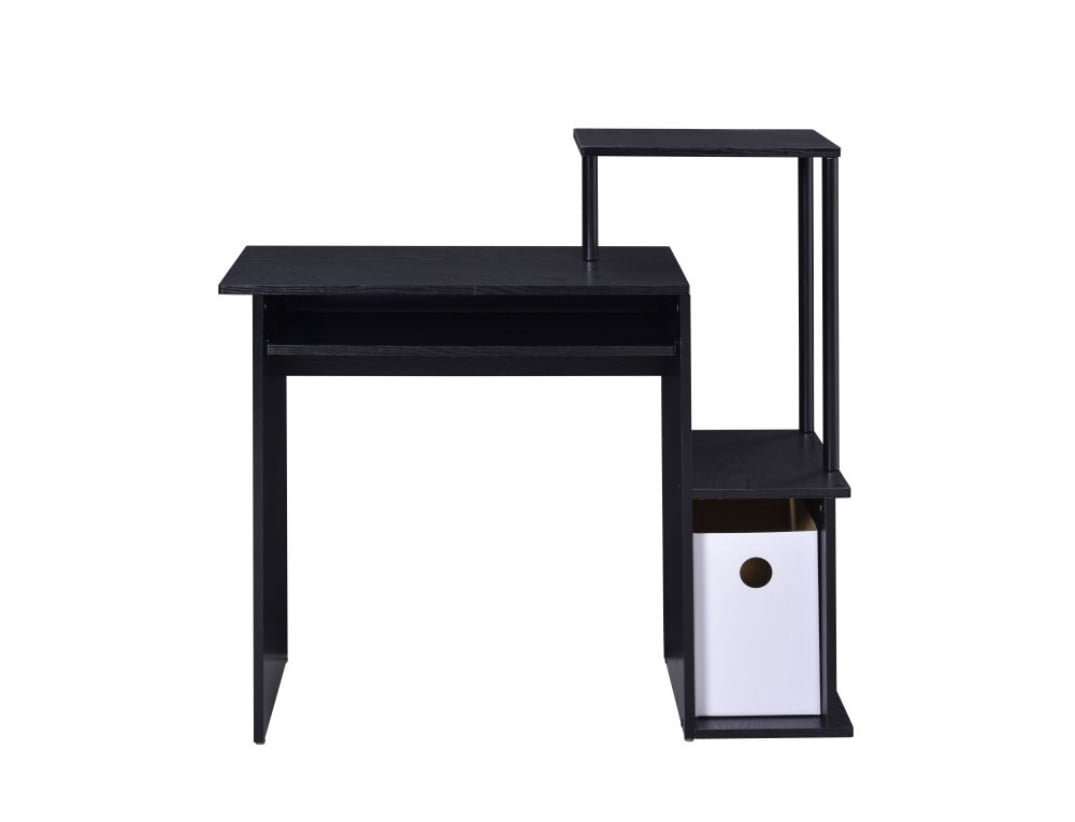Computer Desk, Rectangular Home Office Desk with Keyboard Tray, Storage Compartment & Shelf, Modern Writing Workstation, Black
