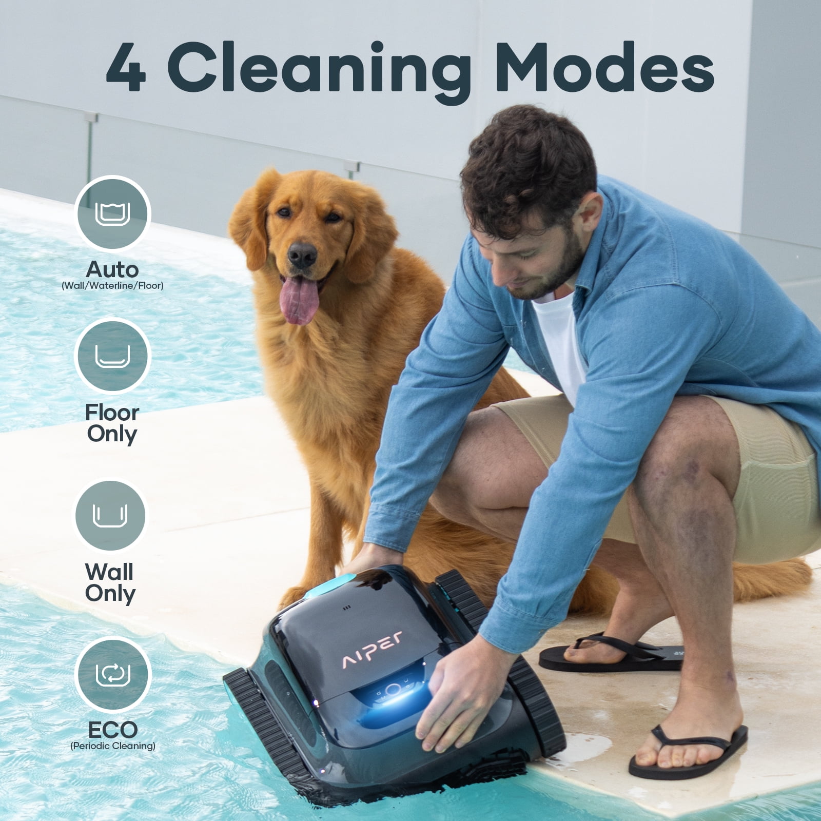 Aiper  S1 Cordless Pool Vacuum Robotic Pool Cleaner Wall Climbing Floor Waterline