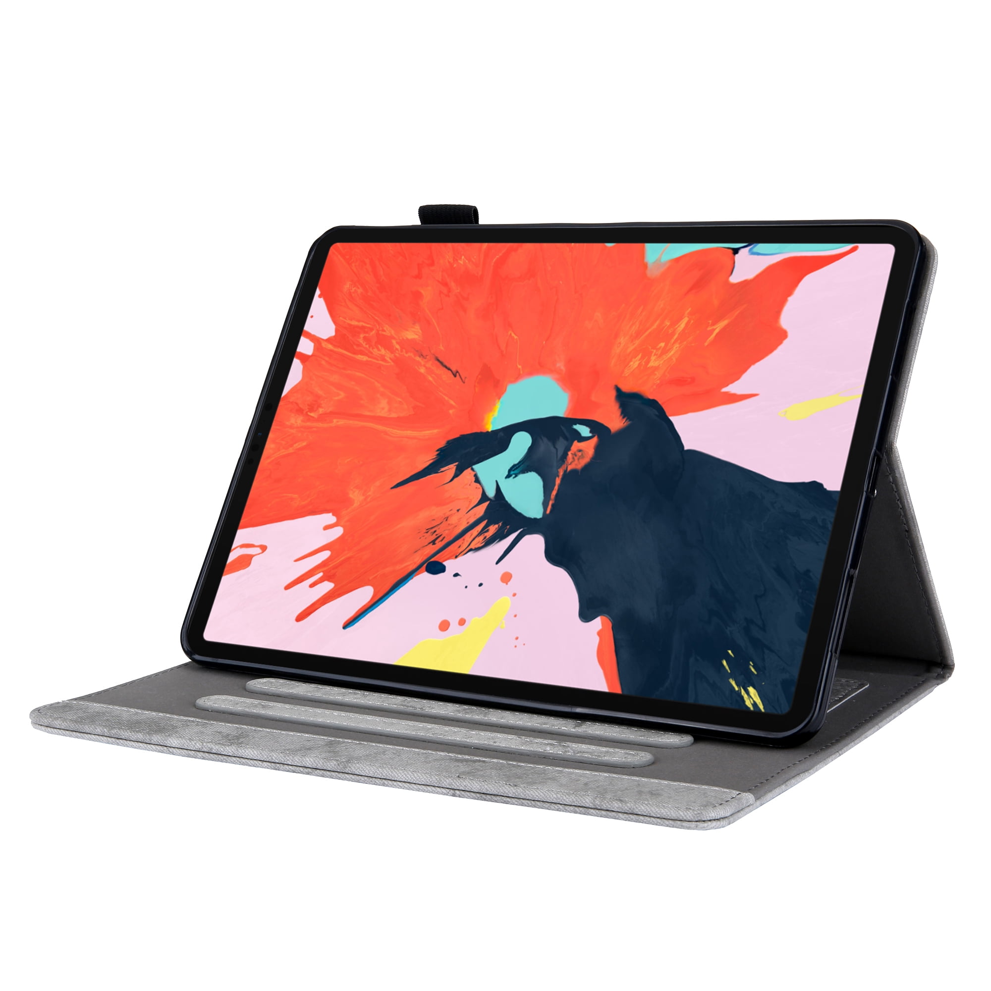 for iPad 10th Gen 10.9" (2022) Case, Retro Card Slot Cover with Pencil Holder, Multi-Angle Viewing Stand, Pocket Design, Folio Leather Case for Apple iPad 10th Gen 10.9" - Gray