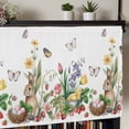 thumbnail image 5 of Spring Easter Rod Pocket Curtain Valance, Country Bunny Chick Floral Butterflies Watercolor Farmhouse Window Valance for Living Room, Bedroom, Kitchen 54"W x 18"L, 5 of 9