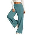 thumbnail image 5 of HKYNLAG Wide Leg Sweatpants Women Baggy High Waisted Drawstring Comfy Workout Sweat Pants Loose Casual Fall Winter Lounge Trousers with Pocket Turquoise M, 5 of 6