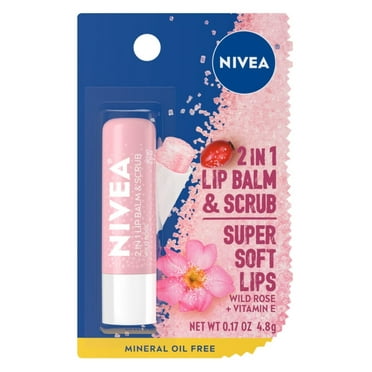 Nivea Lip 2 In 1 Lip Balm & Scrub Wild Rose   Vit E 0.17oz (Pack of 3)