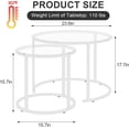 thumbnail image 2 of ZJQYDS White Nesting Glass Table Set of 2, Small Glass Round Nesting Tables for Living Room Bedroom, Accent Tea Table with Metal Frame Modern Industrial Simple, 2 of 18