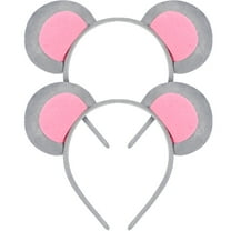 Homoyoyo Grey Mouse Ear Hair Hoop Headband for Party, Photo Props, Decoration, Cute and Comfortable Cloth Accessory