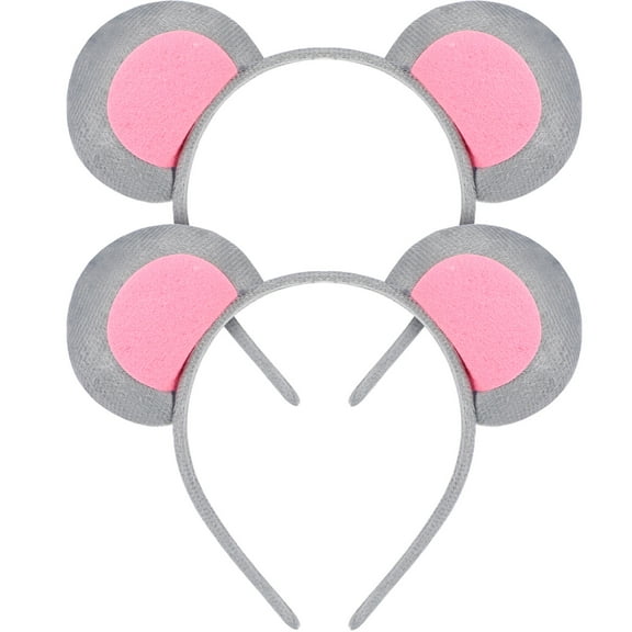Homoyoyo Grey Mouse Ear Hair Hoop Headband for Party, Photo Props, Decoration, Cute and Comfortable Cloth Accessory