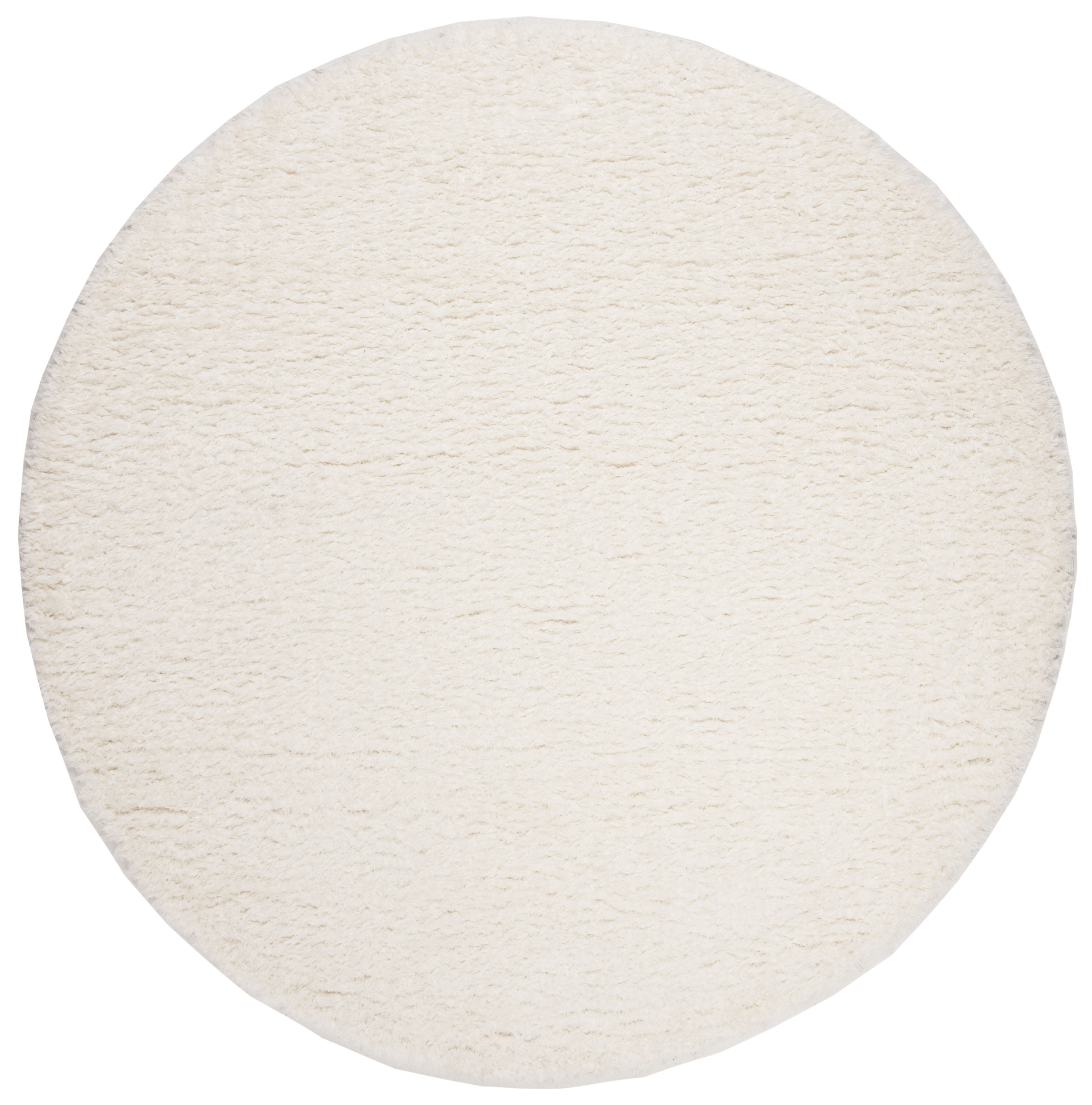 SAFAVIEH Madrid Miah Solid Plush Polyester Shag Area Rug, Ivory, 6'7" x 6'7" Round