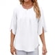 thumbnail image 1 of Blusa Informal de para Mujer, con Mangas 1/2 con Volantes, Cuello Redondo, Corte Holgado, Color , Talla L, 1 of 10