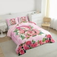 thumbnail image 3 of Homewish Girly Pink Monogrammed B Bedding Comforter Set for Women, Valentines Day Twin Comforter Sets, Spring Garden Rose Reversible Bedding Set, Breathable Home Decor, 2-Piece, 3 of 8
