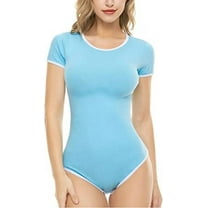 CutiePlusU Cotton Button Crotch Bodysuit Adult Onesie Pajamas Classics 2 Pack Sky Blue S