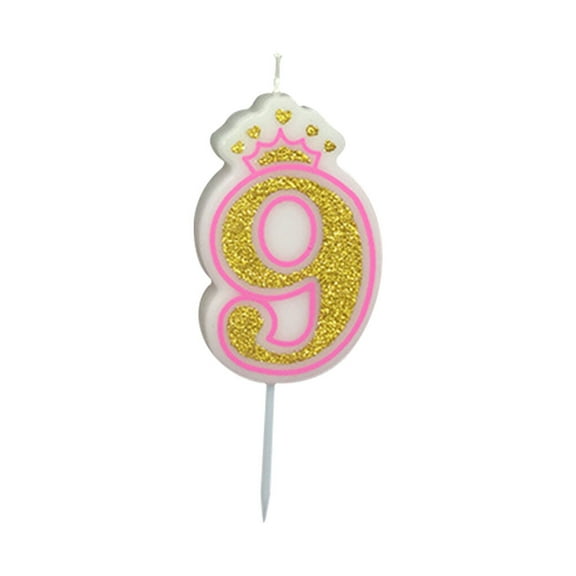 Maoww Bougie d'Anniversaire de Pâtisserie Poudre Pailletée Dorée Chiffre Fête Tarte Décoration de Gâteau Cadeau pour Enfants, Type 9