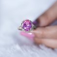 thumbnail image 6 of Rosec Jewels Lab Grown Pink Sapphire Oval Engagement Ring with Diamond - 10X12 mm - Vintage Style Ring - AAAA Quality Certified, 18K White Gold, US 5.50, 6 of 8