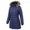 Navy-Brown, variant on Women's Winter Coats Long Warm Thicken Puffer Jackets Outwear With Removable Faux Fur Hood, Black XL