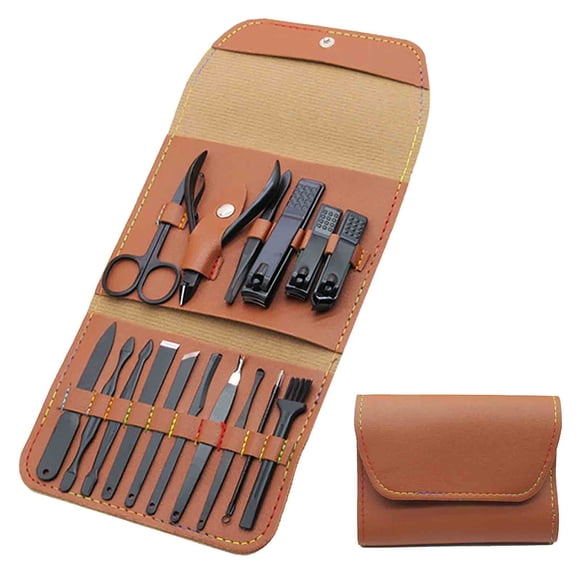 Kbndieu Nail Clippers 16Pcs/Set Nail Cutter Set Makeup Beauty Tool Nail Clipper Set Folding Bag Stainless Steel Tool Finger Nail Clipper Kit Home Essentials