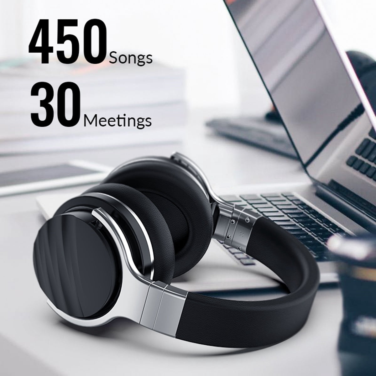 delpattern Bluetooth Headphones Noise Cancelling Wireless Over Ear Headphones with Microphone, 30H Playingtime