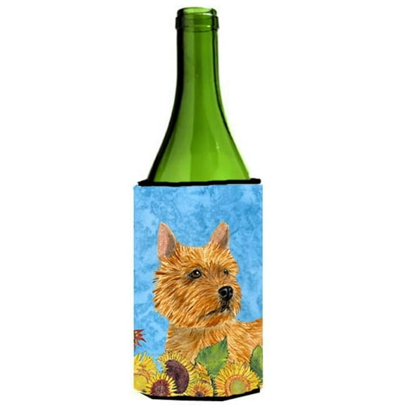 Norwich Terrier In Summer Flowers Wine bottle sleeve Hugger - 24 oz.