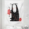 thumbnail image 1 of Sheep Tapestry, Lamb Wool Productive Animal Knitting Yarn Needles Scribble Illustration, Fabric Wall Hanging Decor for Bedroom Living Room Dorm, 5 Sizes, Dark Grey and Scarlet, by Ambesonne, 1 of 1