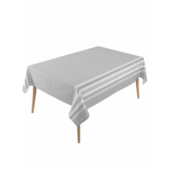 Grey Striped Table Cloth, Luxurious White Stripes Modern Abstract Art Waterproof Tablecloth for Rectangle Tables, Reusable Washable Fabric Table Cover for Restaurant Kitchen Dining Tables 54"x108"