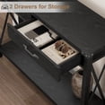 thumbnail image 4 of Console Table with 2 Drawers, Farmhouse Sofa Table with Storage Shelf, X Side Design, Accent Wood Entryway Table, Narrow Sofa Table with Solid Wood Legs for Entryway Living Room Hallway, 4 of 7
