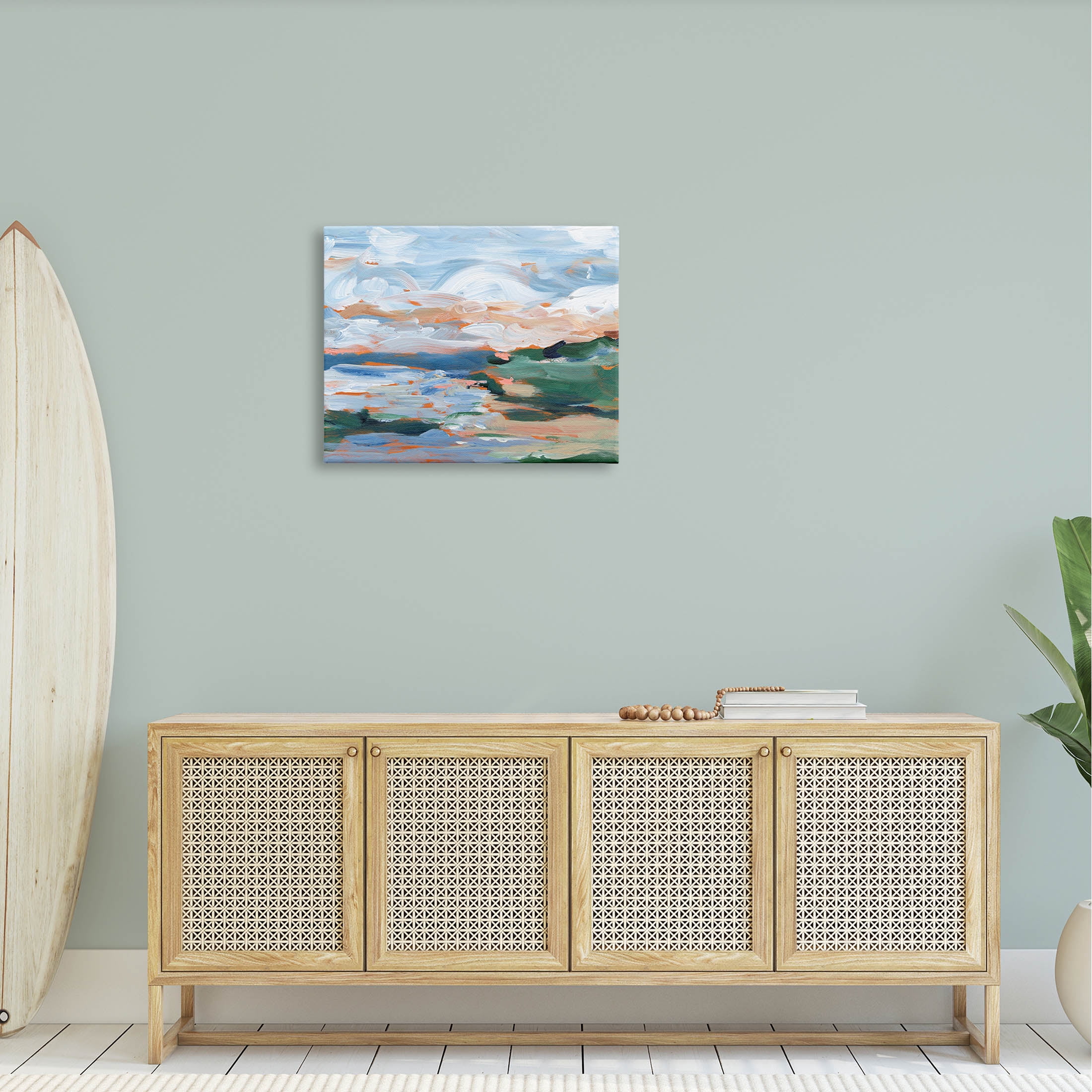 Seaside Modern Landscape Scene Landscape Painting Gallery Wrapped Canvas Print Wall Art