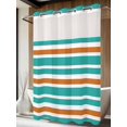 thumbnail image 4 of Turquoise Orange Striped No Hook Shower Curtain Waterproof,Bathroom Curtains with Snap in Liners and See Through Top Window,Modern White Abstract Art Aesthetics Bathtub Curtains Shower 72"Wx96"L, 4 of 8