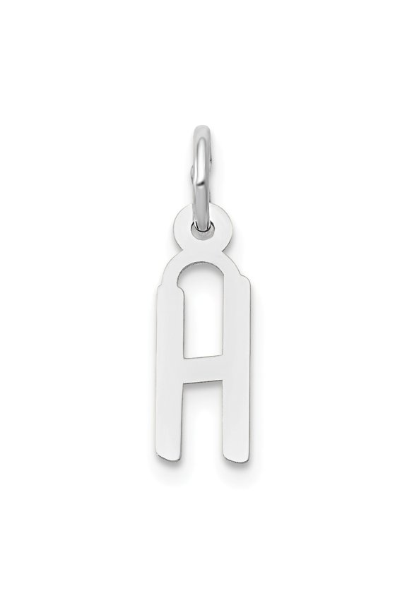 14k White Gold Small Slanted Block Initial H Char