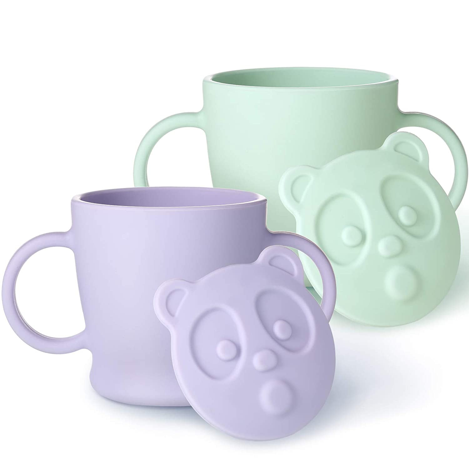 2 Pieces Silicone Training Cups for Infants Heat Resistant and Anti