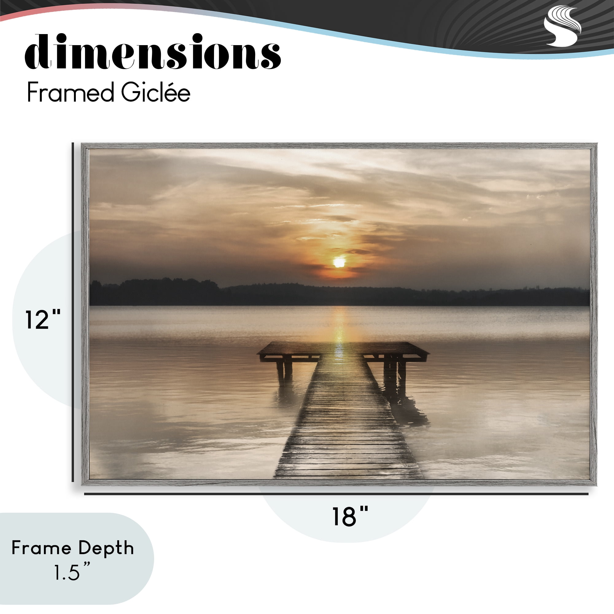 Stupell Industries Centric Reflective Sunrise Gray Framed Giclee Art, design by Irene Weisz