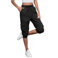 thumbnail image 6 of Womens Capri Pants,Capri Pants for Women Summer Solid Color Capri Joggers with Pockets High Wasit Drawstring Casual Capris, 6 of 9
