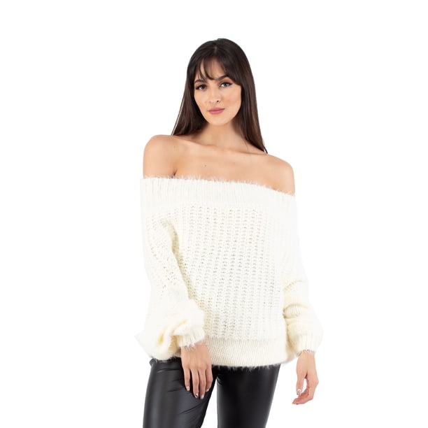 Suéter tejido hombros descubiertos AMAD Casual para mujer Talla L