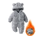 thumbnail image 2 of B Infant Jumpsuit Baby Hooded Jumpsuit Infant Toddler Winter Warm Snowsuit Footless Romper Outwear Newborn Fall Winter Gift Clothes,Grey Jumpsuit Bodysuit, 2 of 4