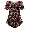 thumbnail image 5 of USSUMA Womens Blouses and Tops Dressy Women Classic Summer Floral Print Short Sleeve Plus Tunics Irregular Hem Tunic Tops Flowy Blouses Shirt Ladies Tops Trendy, 5 of 7
