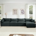 thumbnail image 3 of Newest L-Shaped4SeaterSectional SofaCouch,4-seat Sofa,1 Movable OttomanCrescent-shaped Armrests,Wraparound Back ArmrestCushions,ChenilleGary, 3 of 20