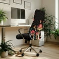 thumbnail image 3 of SCRAWLGOD Anti-Dust Seat Covers for Office Chairs All-in-One Stretchy Computer Desk Chair Seat Covers Easy to Install High Back Chair Slipcover, Mushroom Butterfly Floral Spots Black, S, 3 of 7