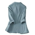 thumbnail image 3 of vigerkar Linen Blazer Women 3/4 Sleeve Lightweight Spring Summer Blazer Jackets Blue, 4XL, 3 of 9