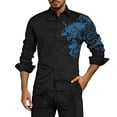 thumbnail image 4 of Wxolcjlv Blue Dragon Cloud Print Button Down Shirt for Men Turn Down Collar Long Sleeve Street Casual Slim Blouse, 4 of 4