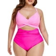 thumbnail image 5 of Women's One Piece Swimsuits Tummy Control Cutout High Waisted Bathing Suit Wrap Tie Back 1 Piece Swimsuit, 5 of 9