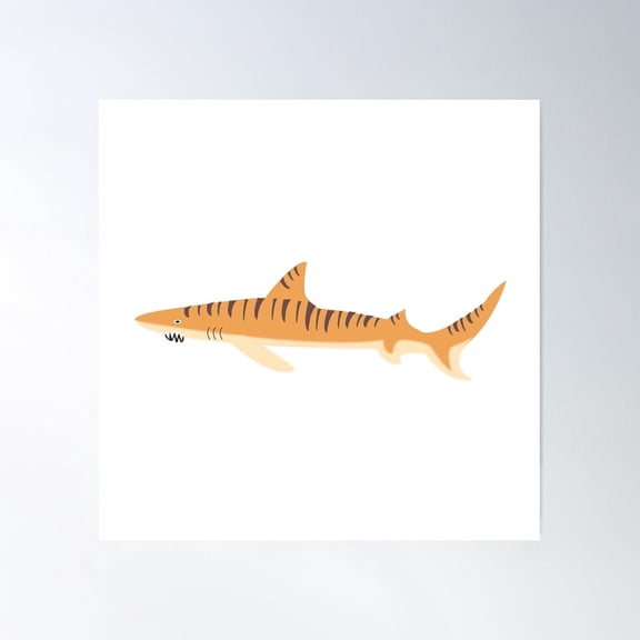 Tiger Shark With Stripes Poster Wall Art, Modern Wall Decor For Living Room Bedroom, 24x24 UNFRAMED