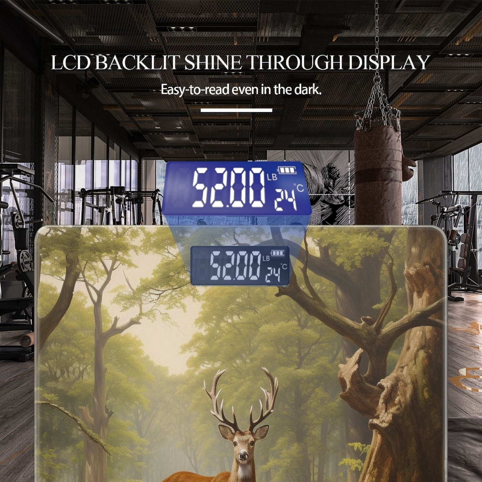 High Precision Body Weight Scale Smart Bathroom Scales with Large LCD Display(400lbs),Decorative for Bedroom-Majestic Deer Stands In The Heart Of Ancient Forest