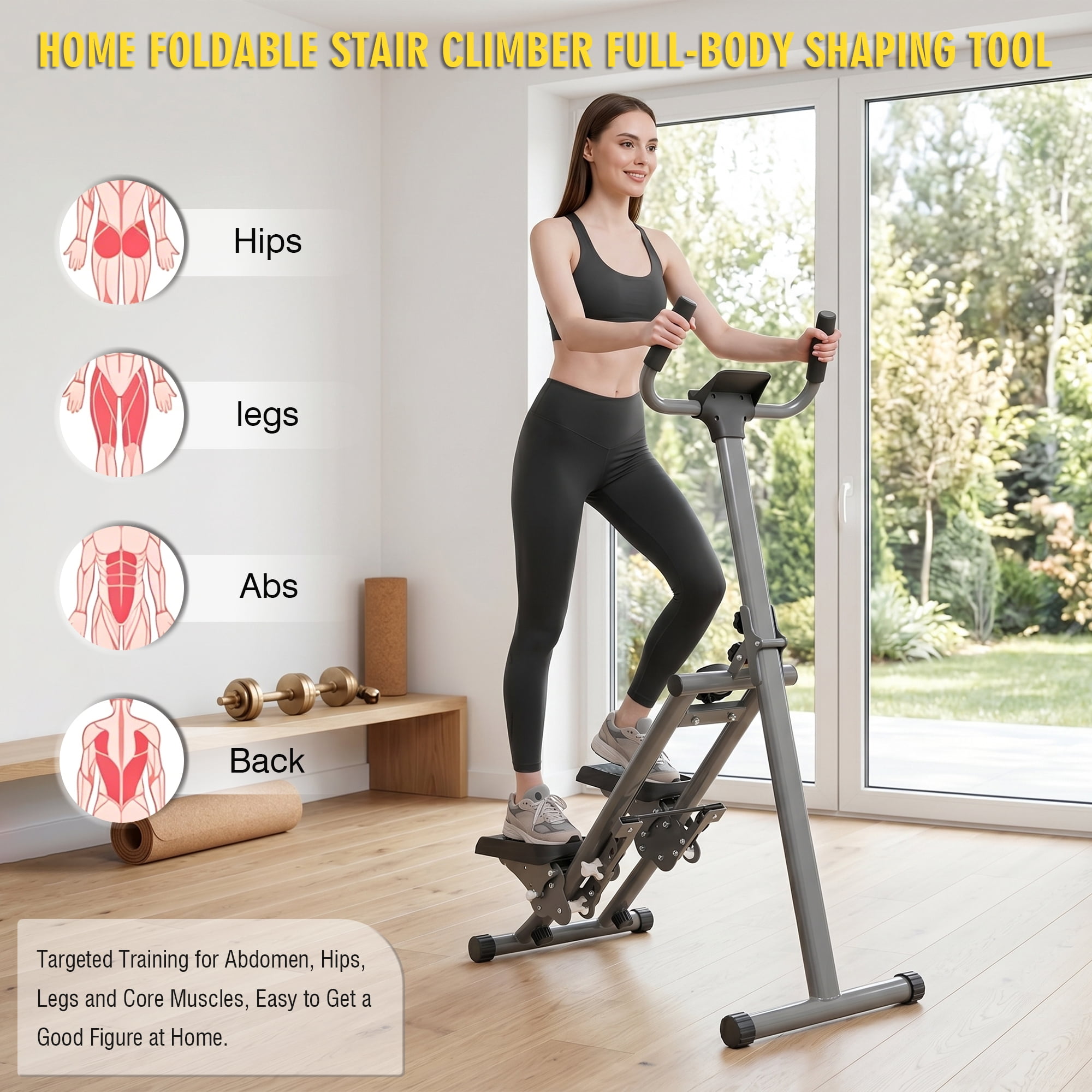 Leumius Stair Stepper for Home Gym Exercise,Vertical Climber Exercise Equipment with LCD Display,Compact Folding Stair Climber with Extended Step Range,Gunmetal