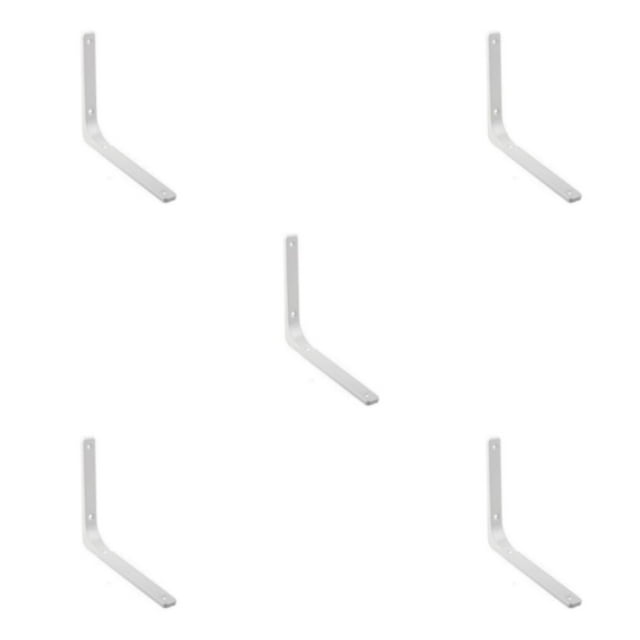 Youkk Support d'Étagère Robuste Mural en Forme de L Blanc 12 Pouces 5Set