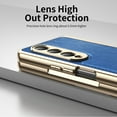 thumbnail image 2 of Dteck Case for Samsung Galaxy Z Fold 4,Luxury Leather Built-in Screen Protector Case Shockproof Electroplated Hard PC Bumper Cover for Galaxy Z Fold 4 5G,Blue, 2 of 9