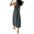 thumbnail image 4 of Ayolanni Sleeveless Summer Dresses for Women Cotton Linen Gray Crew Neck A-Line Maxi Dress Flowy Work Going Out Solid Sundress XXL, 4 of 9