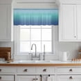 thumbnail image 3 of Teal Blue Ombre Valance Curtains for Kitchen/Living Room/Bathroom/Bedroom Window, Rod Pocket Small Topper Half Short Window Curtains Voile Sheer Scarf, Modern Abstract Art Gradient Aesthetics 60"x18", 3 of 8
