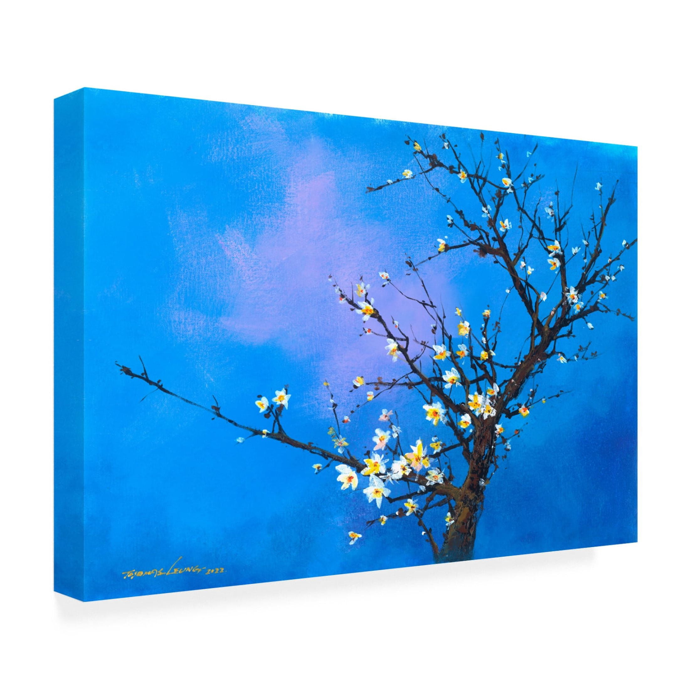 Canvas Wall Art - Thomas Leung 'White Peach Tree' Wall Art for Living Room, Bedroom, or Office Décor by Trademark Fine Art - 47 x 30 Inches