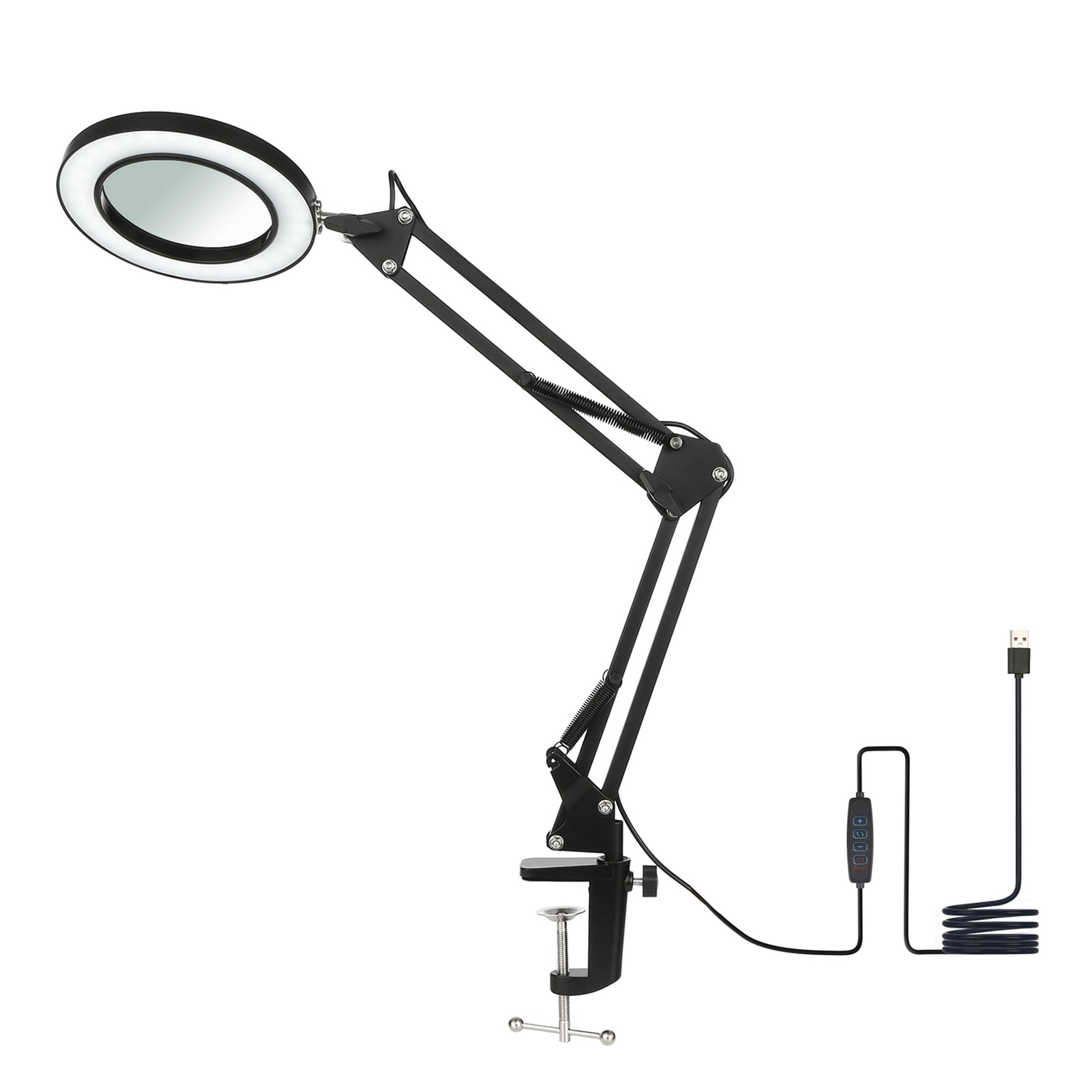 Neoglint Flexible Clamp-on Table Lamp with 8x Magnifier Swing Arm Dimmable LEDs Desk Light 3 Color Modes & 10 Brightness Levels Reading Working Studying Light