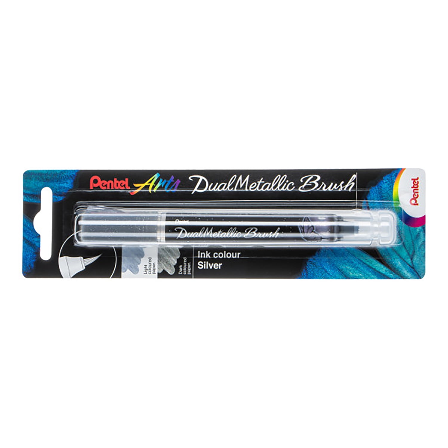 Pentel Arts DualMetallic Brush, Silver Ink, Pack of 3