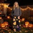 thumbnail image 2 of Fabrcox Halloween Women's Pajamas Pants Fleece Funny Pumpkin Ghost Cat Womens Lounge Pants Cozy Fall Winter Warm Wide Leg Sleep Pants Women, 2 of 6