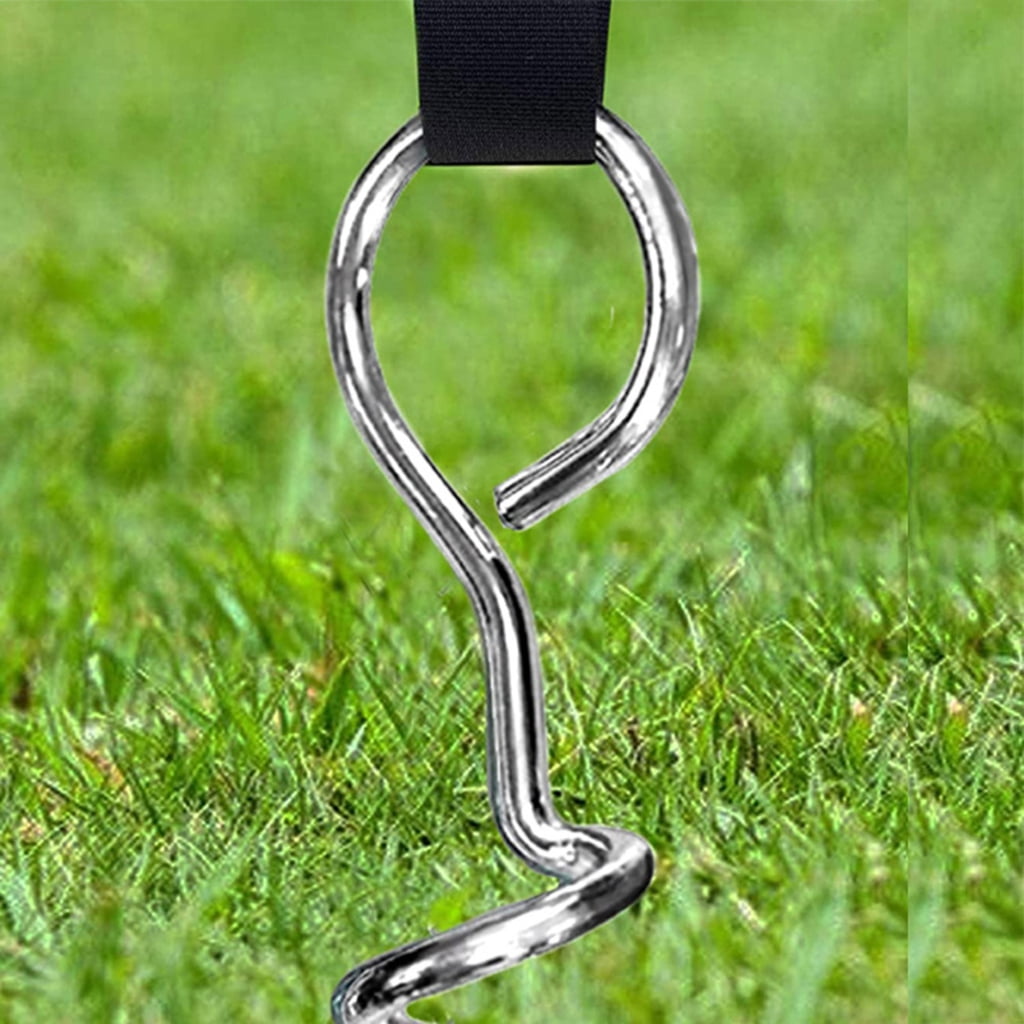 4Pcs Tent Stake Anchors with Strap Portable Trampoline Stakes Tie Down Spirals Ground Anchors Stake Tent Accessories