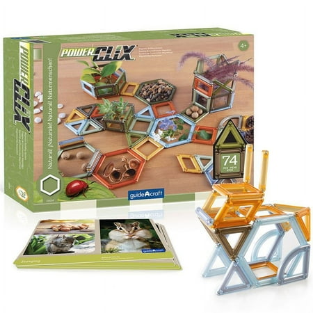 UPC: 0716243092046 | Guidecraft PowerClix Frames Natural – 74 Piece Set: Magnetic Construction Building Kit for Creative Open-Ended Play  STEM Learning & Educational Toys For Children